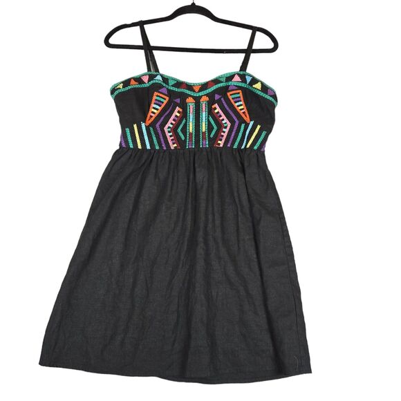 Staring At Stars 6 Black Embroidered Dress Festival Boho Anthropologie 66170 - Picture 1 of 10